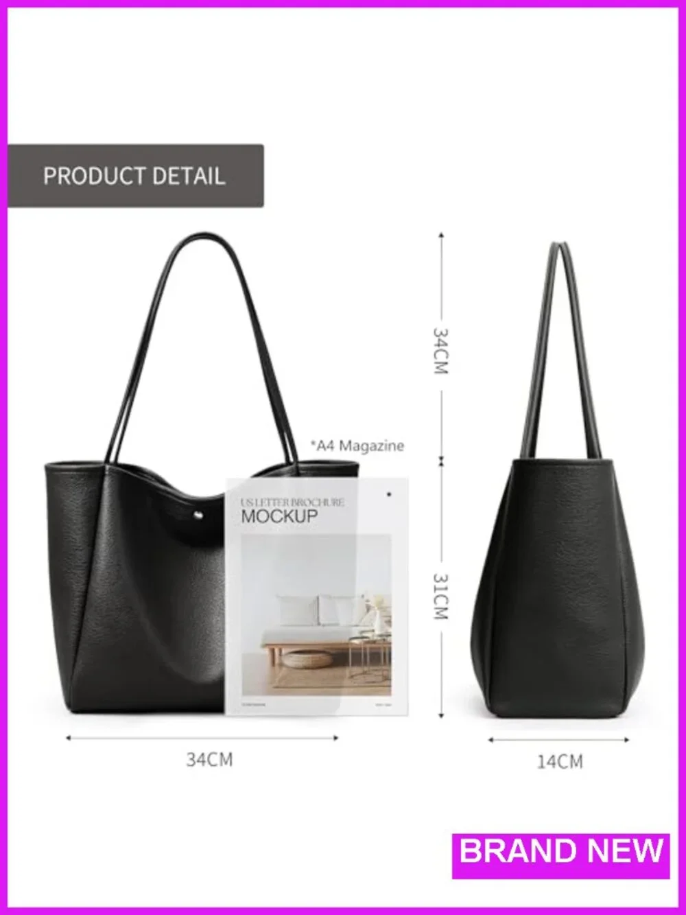 16L Vegan Leather Hobo Tote Bag with Faux Suede Lining, Magnetic Closure, Large
